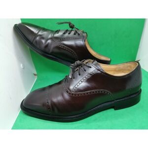 Rockport Mens 9.5 Wide Cap Toe Wing Tip Shoes Leather Burgundy Kinetic Comfort